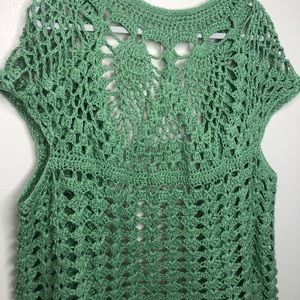 Green Crochett Cardigan Vest S-2